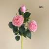 Flores Artificiales para Uso Doméstico, de Tres Cabezas, Rosa Hidratante, Ramo Artificial, Rosa de Boda, Decoración de Interior, Flores Falsas