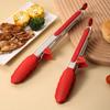 Pinza para alimentos de silicona antiquemaduras de acero inoxidable de 9 pulgadas, pinza para barbacoa, pinza para buffet, pan, pastel, con pie de soporte