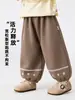 Pantalones Jogger Forrados de Felpa para Niñas Otoño e Invierno al por Mayor, Pantalones Casuales de Encaje Floral Pequeño, Amigables con la Piel, Suaves, Antibacterianos, Térmicos para Bebé