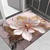 Alfombra Decorativa de Entrada Floral Tridimensional de Tierra de Diatomeas, Absorbente de Agua, Resistente a la Suciedad, Antideslizante