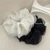 Goma para el pelo de malla de lunares de doble capa para coleta para mujer con un tacto de alta gama, Elegante accesorio para moño de pata de gallo