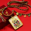 Pingente de Colar Gawu Box de Corda de Cinco Vias Zaki Lam de Corpo Inteiro Semi-Artesanal Pintado à Mão com Ouro Xizang Thangka Atacado