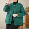 Abrigo de Algodón Grueso Retro de Invierno con Bolsillo Grande para Mujer, Chaqueta Acolchada 100% Algodón, Ropa de Algodón Cálida con Cuello Redondo