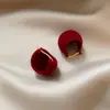Pendientes Asimétricos Grandes de Flor Roja Afelpada para Mujer, Lujo Accesible, Gama Alta, Pendientes Elegantes y Atmosféricos, Nuevos Pendientes 2025