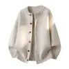 Cárdigan de Punto Redondo para Otoño e Invierno para Hombre, Nuevo Estilo Coreano Suave y Relajado, Chaqueta Suéter Holgada Cómoda y Cálida