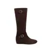 Botas de jinete para mujer del mismo estilo que Grape Mom con 5 cm de aumento interno de altura, botas largas fruncidas de estilo coreano con hebilla de cinturón, botas de media pantorrilla