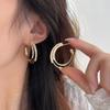 Pendientes de aro Sansheng Sanshi para mujer, europeos y americanos, elegantes, con diamantes, súper brillantes, elegantes, versátiles, de alta calidad