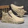 Novos Sapatos Masculinos Tendência Outono 2025 com Zíper, Slip-On, Antiderrapantes, Sola Grossa, Botas de Trabalho para Exterior, Sapatos Estilo Martin