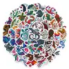 Novo Conjunto de 50 Adesivos de Animais Tropicais Estilo Étnico, Totens Florais Pintados à Mão, Adesivos à Prova d'Água para Decoração de Mala