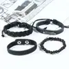 Set de 4 Pulseras de Cuero Tejidas Estilo Nuevo Retro Transfronterizo, Pulsera de Cuero Simple para Hombres, Accesorios de Mano de Cuero, Joyería para Hombres, DIY