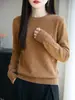 Suéter de Tricô Feminino de Gola Redonda de Manga Longa Pulôver Camisa Base Versátil de Caimento Solto Estilo Popular Outono/Inverno 26 Transfronteiriço