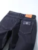 Jeans masculinos grossos para o outono e inverno, azul escuro, espinha de peixe, forrados com fleece lavado, quentes, de perna reta