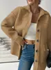 En Stock Comercio Transfronterizo Europeo y Americano Abrigo Grueso de Piel Sintética para Mujer con Bolsillos Ocultos de Botón, Chaqueta Cálida Casual y de Moda para Otoño e Invierno