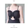 Traje de baño de una pieza para mujer, estilo coreano, color liso, negro strapless sexy, espalda hermosa, adelgazante, conservador, adecuado para aguas termales y vacaciones, venta al por mayor