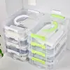 Caja de almacenamiento portátil de escritorio para estudiantes, transparente, compartimentada, apilable, para accesorios para el cabello, joyero, estante de almacenamiento, caja de almacenamiento