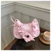 Bolso de Lona con Flores Suave y Dulce para Mujer 2025 Nuevo Bolso de Hombro con Cordón Bolso de Axila Floral de Aspecto Elegante con Lazo