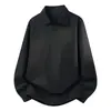 Sudadera tipo polo con solapa texturizada de otoño, color liso, corte holgado, cuello de gaviota, top de manga larga, sencillo suéter casual para ir al trabajo