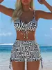 2027 Comercio Exterior Transfronterizo Europa y América Bikini de Dos Piezas con Tirantes Estampado Multiestilo Sexy para Mujer Traje de Baño de Verano