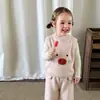 Roupa Infantil para Meninas: Conjunto de Duas Peças de Tricô Cartoon Outono com Colete e Calça para Bebês Meninas