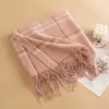 Bufanda para Mujer Otoño e Invierno 2025 Nueva Bufanda de Cuadros Retro Británica Estilo Coreano Imitación Cachemir Cálida Versátil Chal