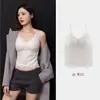 Camisole de Renda com Cílios de Camada Dupla para Primavera e Outono, Decote em V para Mulheres com Bojos, Alças Finas, Amigável à Pele, Modelagem Justa, Lindo Design nas Costas, Camada Base