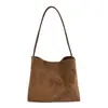 Bolsa de balde retrô Maillard elegante e sofisticada para mulheres, 2026, adequada para trabalho, deslocamento e escola, com grande capacidade e projetada como bolsa de ombro.