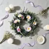 Corona de flores silvestres de primavera transfronteriza, colgante para corona de puerta, decoración del hogar, plantas artificiales, corona de primavera, colgante de puerta festivo