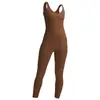 Mono de Yoga Doble Cara Cepillado Nude Nylon Alta Elasticidad Mono Deportivo para Mujer Pantalones Chaleco Ajustado