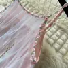 Vestido de Malla Bordado Floral Tridimensional Estilo Super Hada para Mujer, Vestido Largo Elegante de Verano sin Mangas de Corte A, Vestido Adelgazante y Espectacular