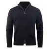 Nova Jaqueta Casual de Gola Alta Cor Lisa Suéter Jaqueta Masculina Cardigã de Tricô com Zíper Top Outono e Inverno 2025 Transfronteiriço