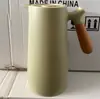 Termo Grande de Estilo Nórdico, Simple, con Asa de Madera Creativa, Termo de Vacío, Tipo Prensa, Tetera de Oficina