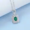 Collar Transfronterizo de Plata S925 de Alta Gama con Esmeralda de Cultivo Cadena para Clavícula Moderna y Versátil Venta Directa de Fábrica
