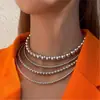 Collar de Cuentas Exagerado de Contraste Estilo Punk Geométrico de Bola Nicho Cadena para Clavícula Personalizada para Mujeres