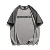 Camiseta de Manga Corta para Hombre Ru Meng Marca de Moda Algodón Puro Estampado de Letras Media Manga Pesada Casual para Hombre Camiseta de Pareja