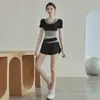 Conjunto de Shorts Esportivos de Yoga Anti-Exposição com Bolso Lateral Transfronteiriço, Peça Falsa Dupla, Bloqueio de Cores, Feminino, para Corrida, Fitness, Respirável, Secagem Rápida