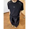 Camiseta Cool-Touch Sorona Azul Marino para Hombre, Verano Fitness Secado Rápido Manga Corta Parche de Retazos Desconstruidos Raglán Manga de Tres Cuartos