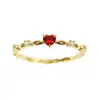 Anillo Huajie Estilo Japonés Agete para Mujer, Anillo Elegante Estilo Hada con Zirconia Roja en Forma de Corazón, Anillo Romántico con Forma de Corazón para Dedo Índice