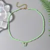 Amazon Moda Doce Estilo Colar Feminino Borboleta Colorida Pingente Contas de Arroz de Vidro Joias com Contas Atacado