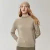 Bai Cai Rong 100% cachemira 2026 nuevo suéter de punto suelto de cuello alto medio, estilo simple para mujer, casual