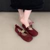 Diseño Zapatos Mary Jane Moda Planos Nuevos Versátiles Zapatos Rojos Primavera y Otoño 2025 Estilo Retro Coreano Estilo Mori