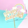 Decoración de Pastel Horneado Globo Arcoíris Vela Sol Estrella Tarjeta de Pastel Feliz Cumpleaños