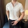 Camisa de manga corta para hombre, nueva primavera y verano de 2024, disponible en línea en Celebrous Live Fashion, camisa básica de media manga estampada para hombre.