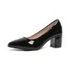2026 Nuevos Zapatos de Moda Casuales Transpirables de Cuero Patentado de Tacón Alto Grueso de Punta Puntiaguda de Talla Grande para Mujer