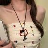 Dulce Collar con Colgante de Gatito con Recorte de Corazón para Niña Dulce Cool Versátil Lindo Cadena Larga para Clavícula Accesorios