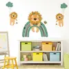 Pegatinas de Pared Autoadhesivas de León Pequeño Arcoíris Verde Lindas de Dibujos Animados Pegatinas Decorativas para Pared de Fondo de Habitación Infantil ZN3104Q