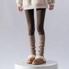 Capa de meias estilo japonês para mulheres, outono e inverno, quente, cashmere, meias para os pés, Y2K, malha, longo, barril, pilha, cinza, JK, panturrilha espessada