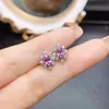 Venta al por mayor de fábrica Populares Pendientes de Zafiro Rosa Natural Plata S925 Incrustado Piedra Principal 3*5 Joyería de Lujo Venta Directa de Fábrica