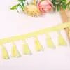 Renda de borla de seda poliéster colorida de 4 cm, renda feita à mão para acessórios de vestuário DIY, borla de linha de bordado colorida