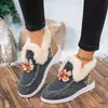 Botas de nieve para mujer sin cordones con ribete de pelo, talla grande, botas de algodón, Navidad, estilo europeo y americano, botines, otoño e invierno, comercio exterior, cálidas, de suela plana, con bloques de color, transfronterizas