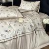 Juego de cama de cuatro piezas con diseño de mariposas y encaje romántico retro francés de algodón de fibra larga para las cuatro estaciones